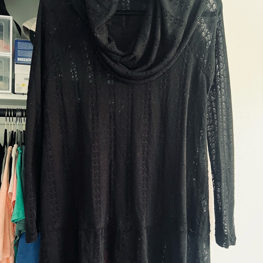 Black Textured Knit Top PPLA